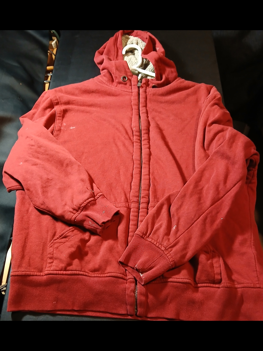 Faded Glory Red Work Size L Hoodie Full Zip Long Sleeve